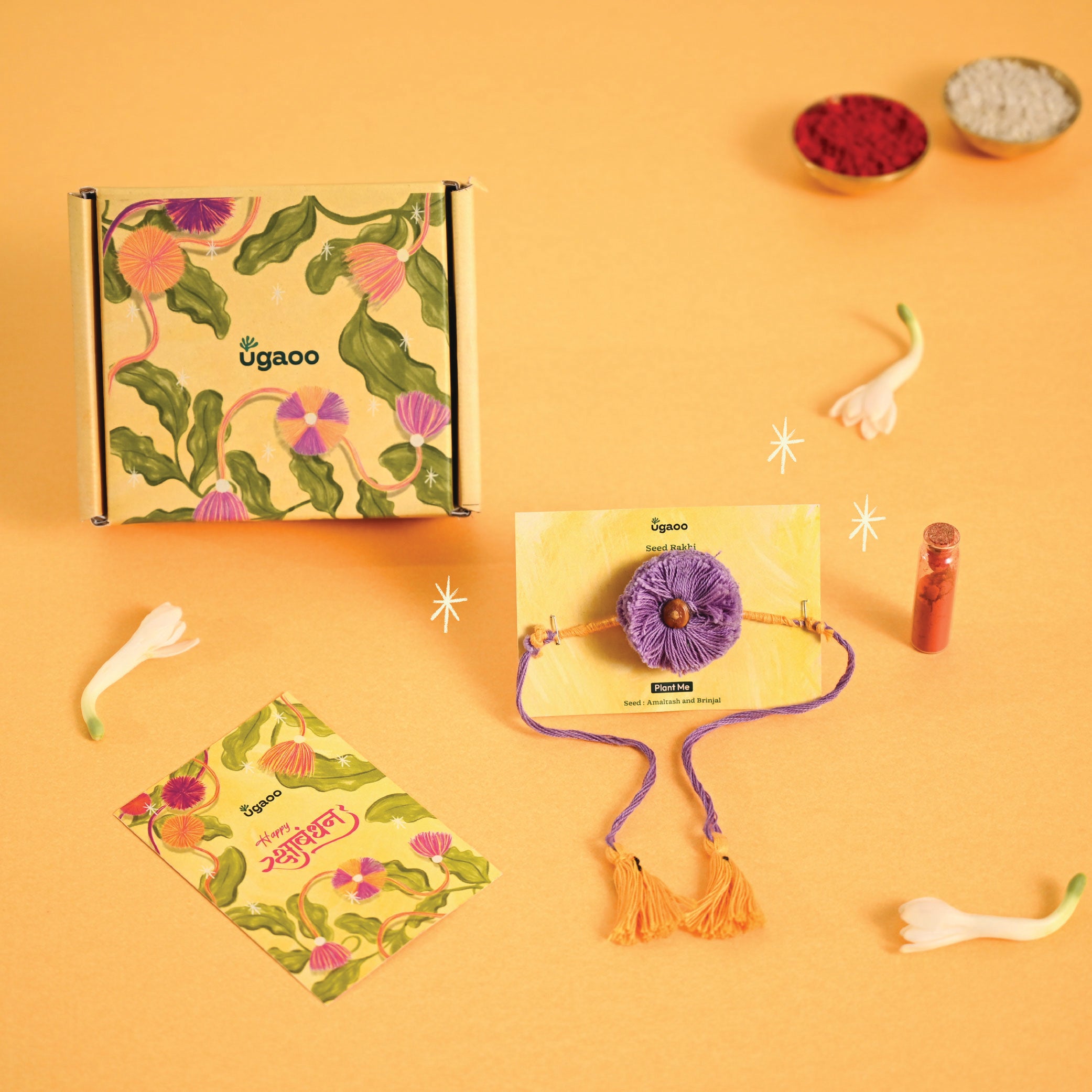 Plantable Seed Rakhi with Amaltash And Brinjal Seed