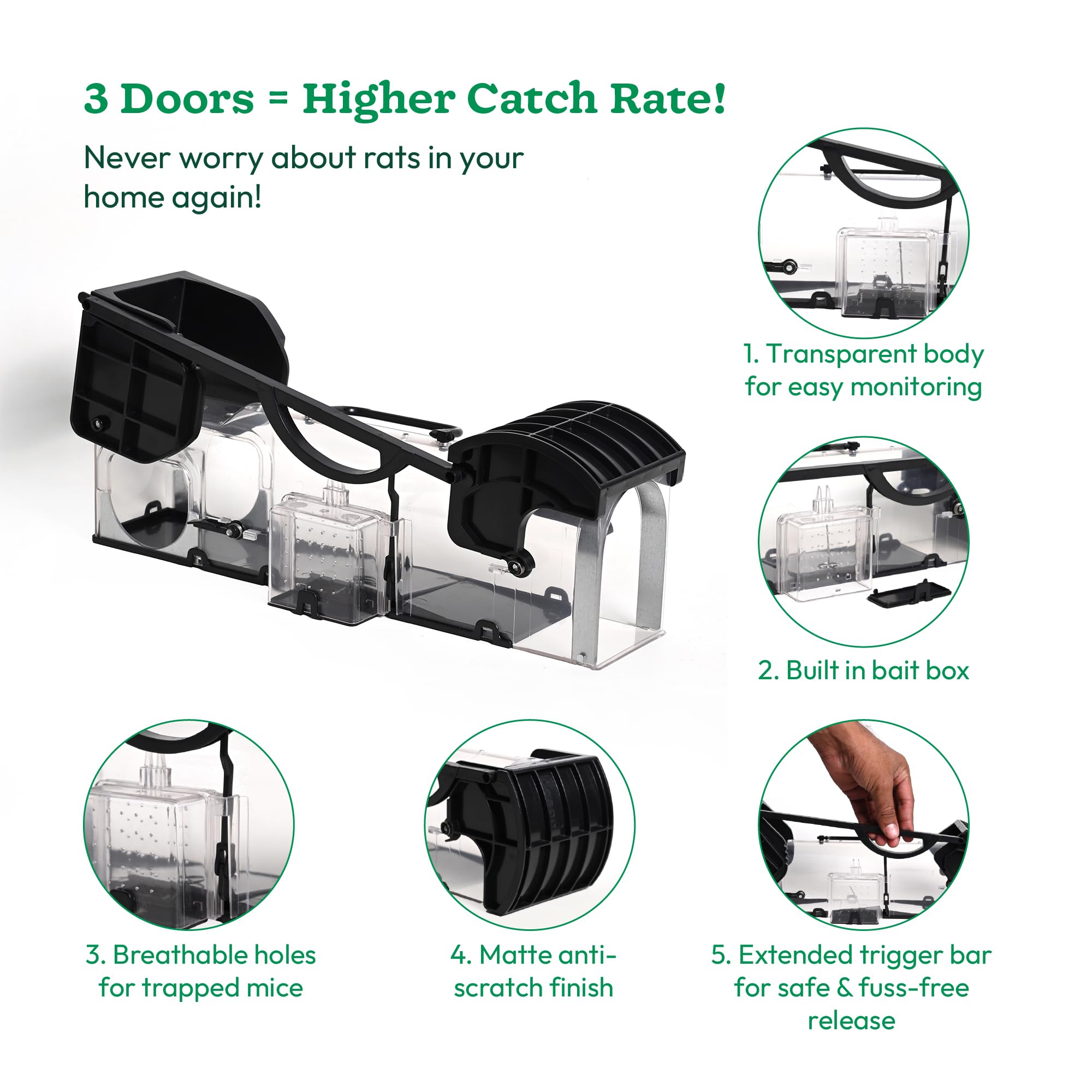 Rat & Mouse Trap Cage – 3 Door