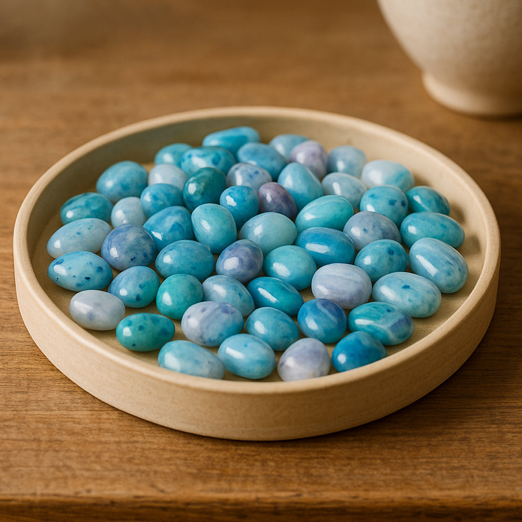Onyx Sea Blue Polished Pebbles- 1 Kg