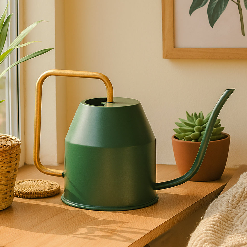 Tropical Forest Watering Can - Green & Gold