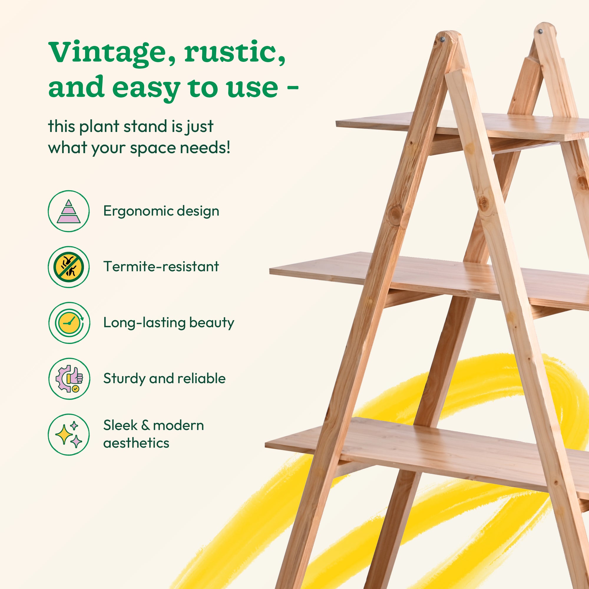 Buy Pyramid Wooden Plant Stand – Stylish, Space-Saving & Durable | Ugaoo