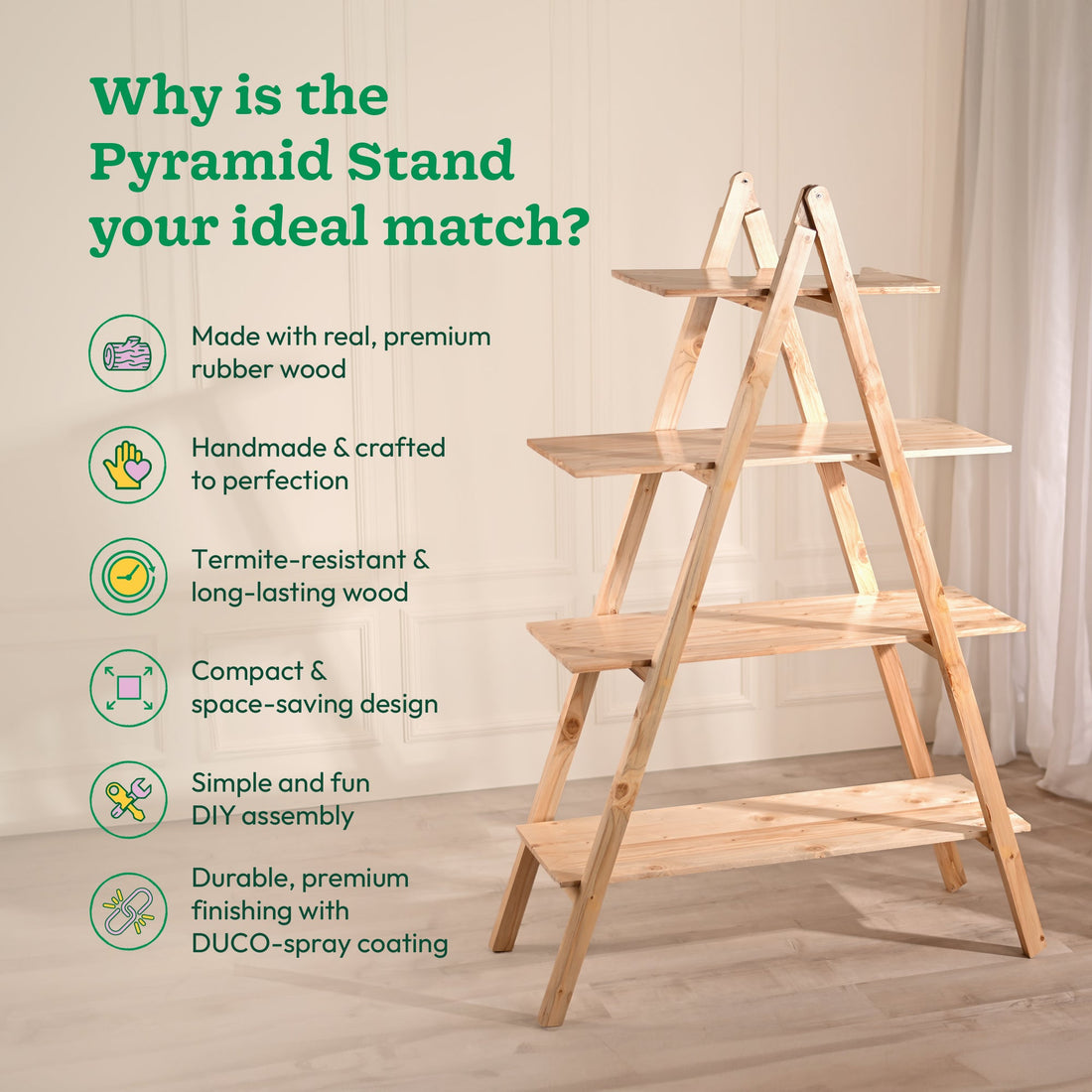 Buy Pyramid Wooden Plant Stand – Stylish, Space-Saving & Durable | Ugaoo