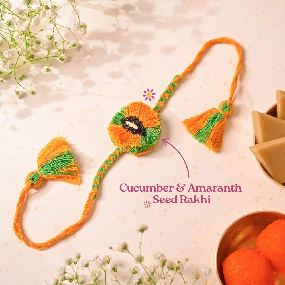 Plantable Seed Rakhi with Cucumber &amp; Amaranth Seeds