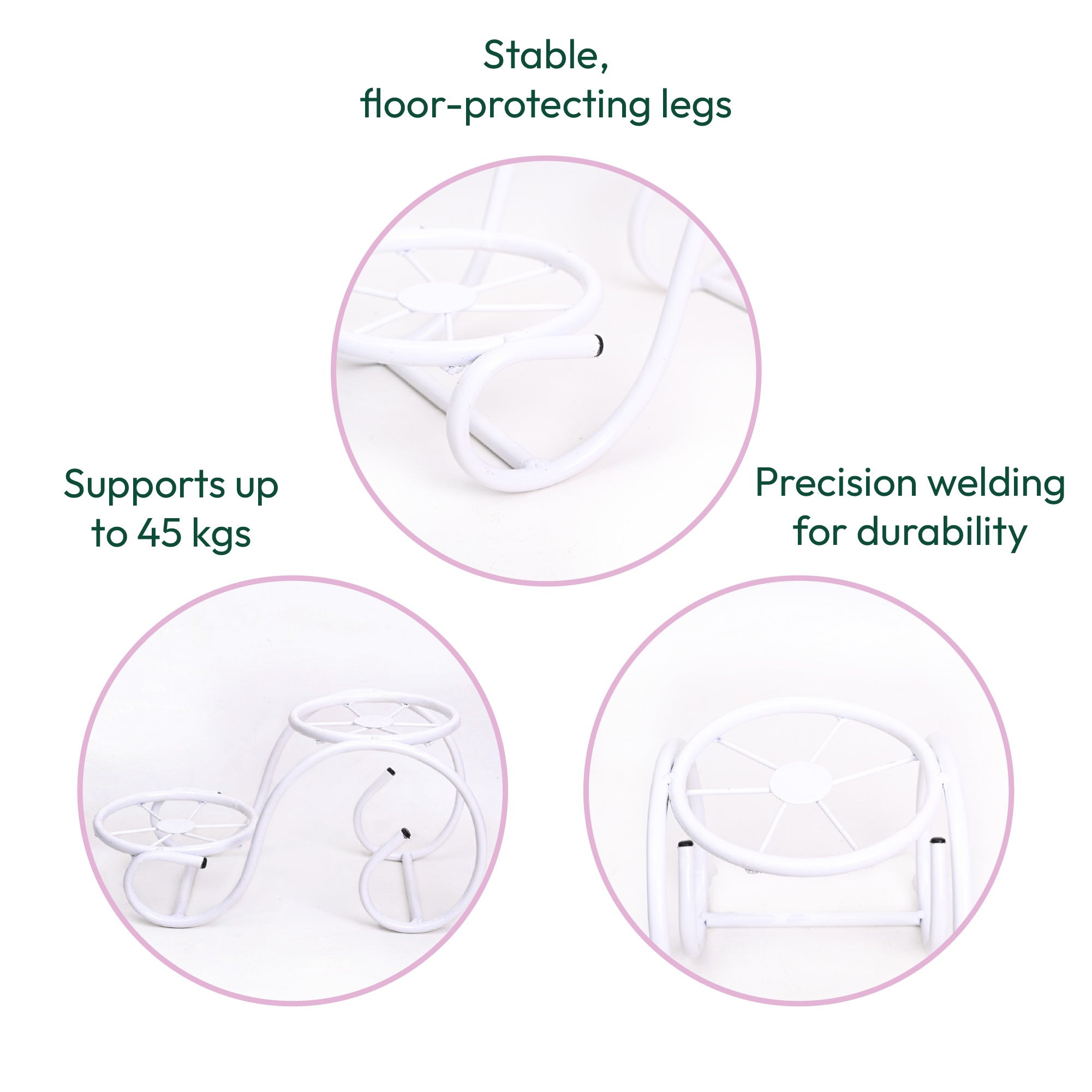 Swirl Decorative Plant stand- Set of 2- White