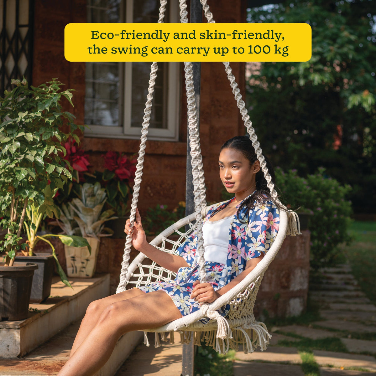 Buy cotton rope swing for home | Safe Home Delivery | Ugaoo
