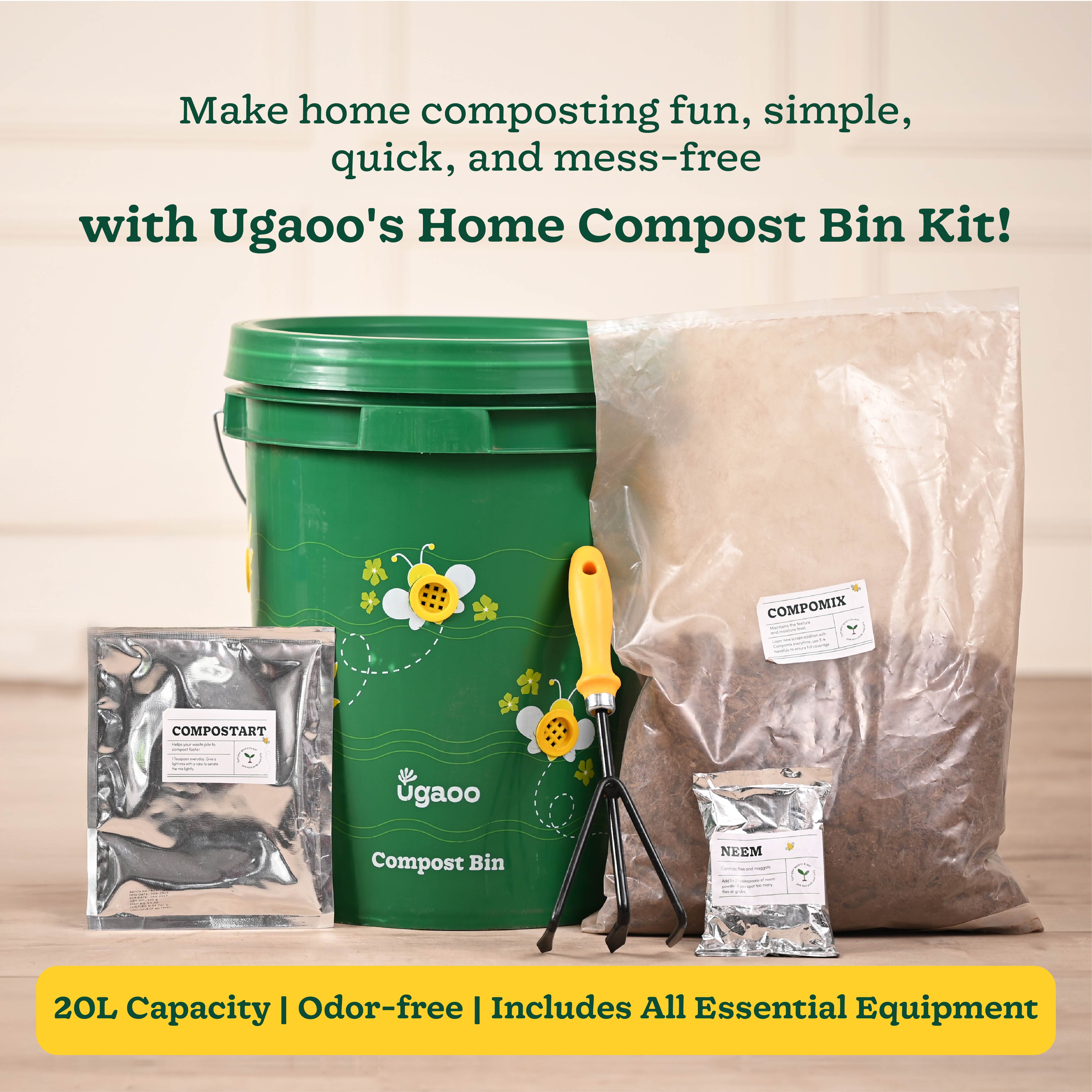 Composting Kit Components Home Compost Bin Kit - 20 Liter – Ugaoo