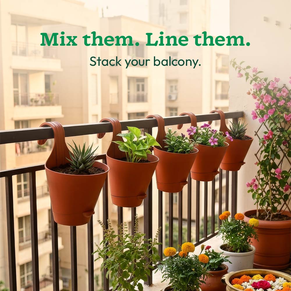 Huka Balcony Railing Planter -Set of 5