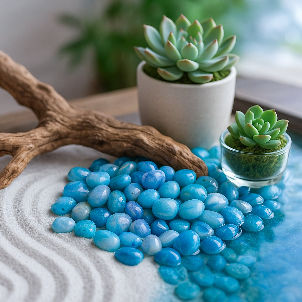 Onyx Sea Blue Polished Pebbles- 1 Kg