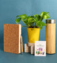Plant with Cork Notebook, Pen & Bamboo Vacuum Flask